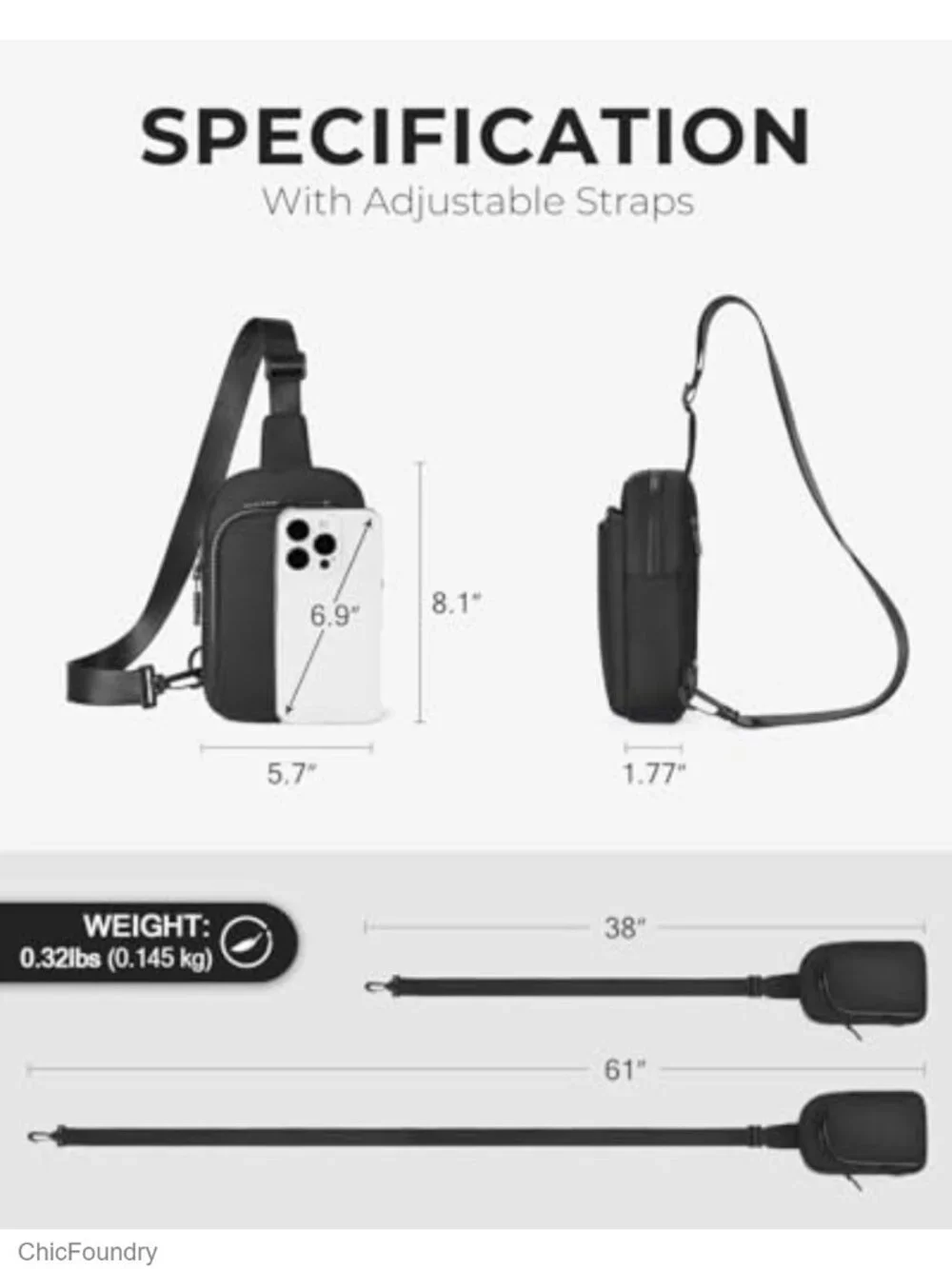 Small Crossbody Sling Bag with Extended Adjustable Strap
